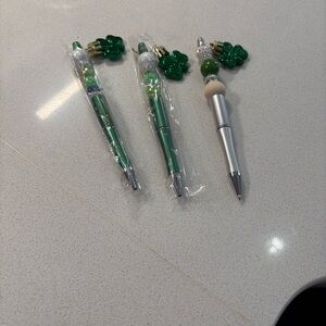 Set of 3 St. Patrick  Day Pens with Shamrocks